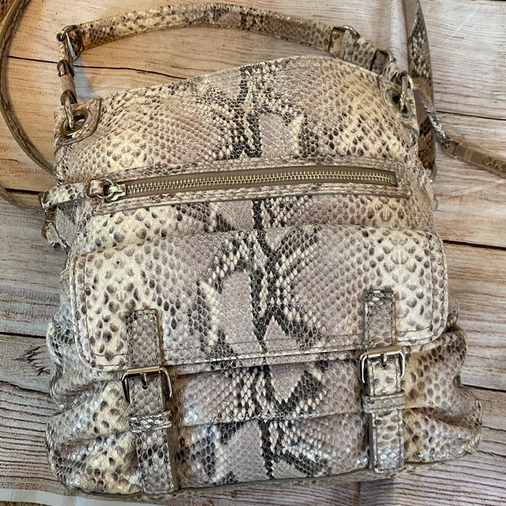 Cole Haan SnakeSkin Embossed Convertible Shoulder/Crossbody Bag